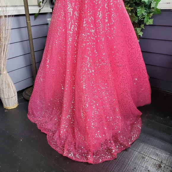 Tiffany Designs Pink Chiffon Sequined Rhinestones Mermaid Pageant / Prom Dress - Picture 8 of 15